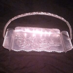 Faber & Shlevin Hammered Aluminum Silver Floral Tray Vintage (B1)